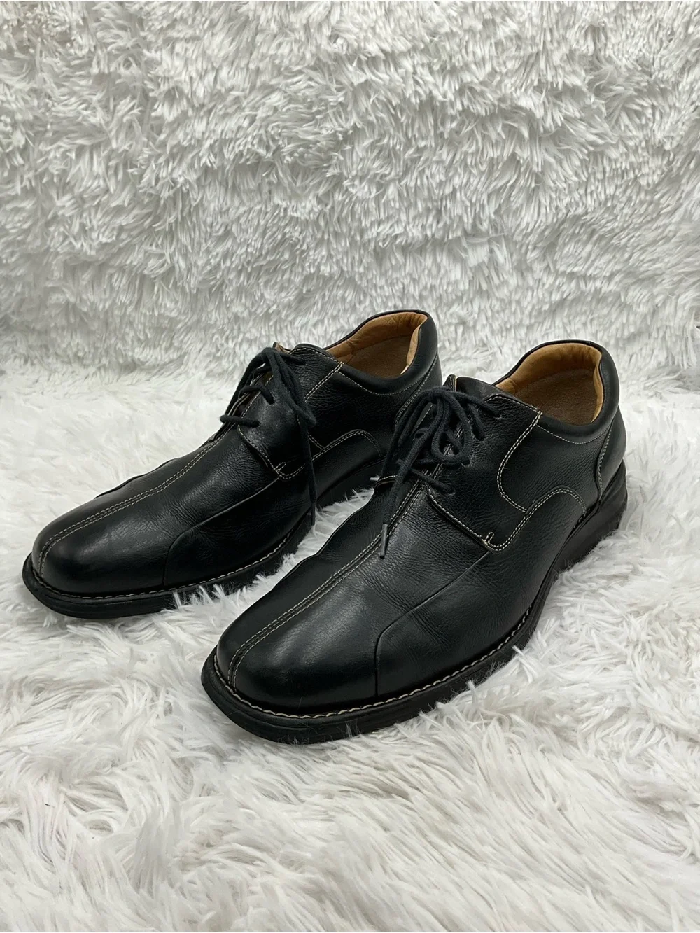 Johnston & Murphy Derby Shoes Size 11M Black Leather Split Toe